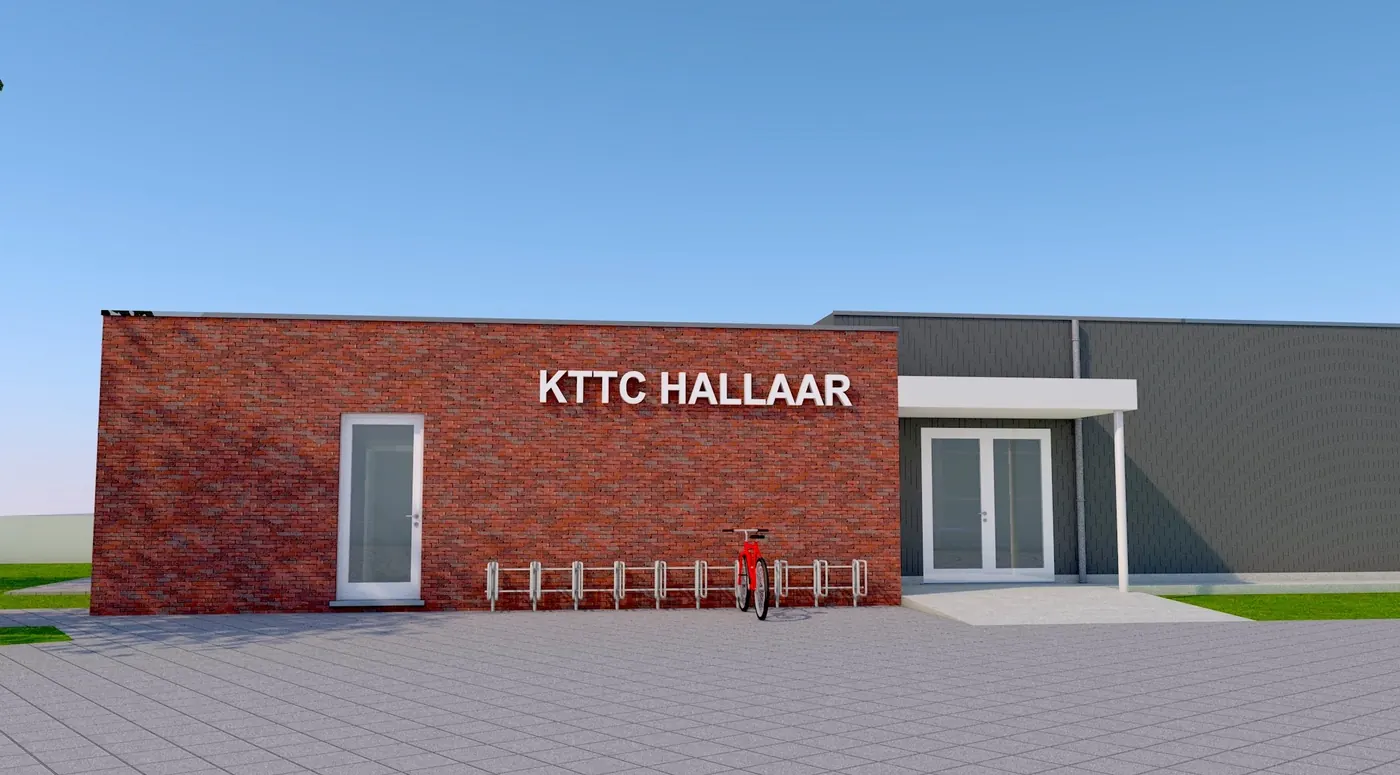 Ontwerp van de voorgevel van het clublokaal